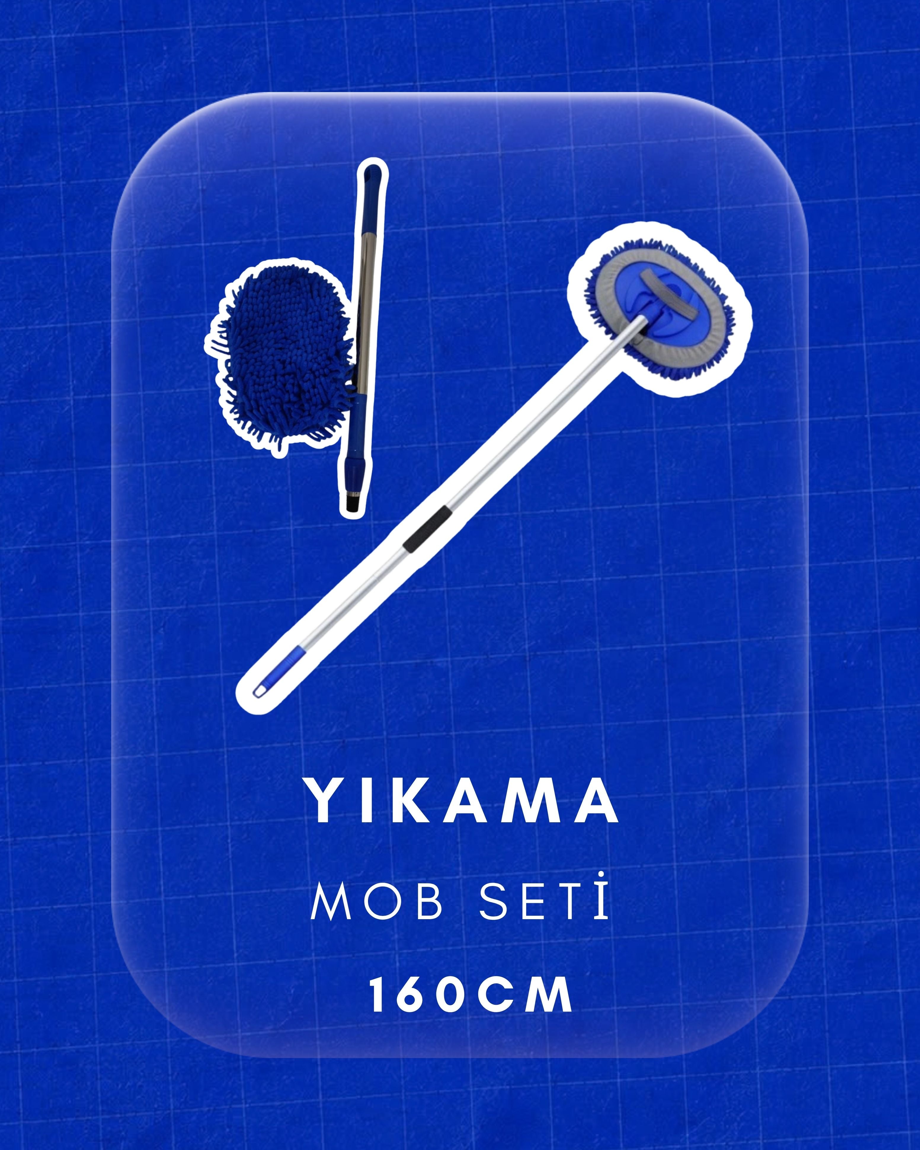 Uzatılabilir Teleskopik Araç Yıkama Mop Seti - 160 cm Çizmez Uç